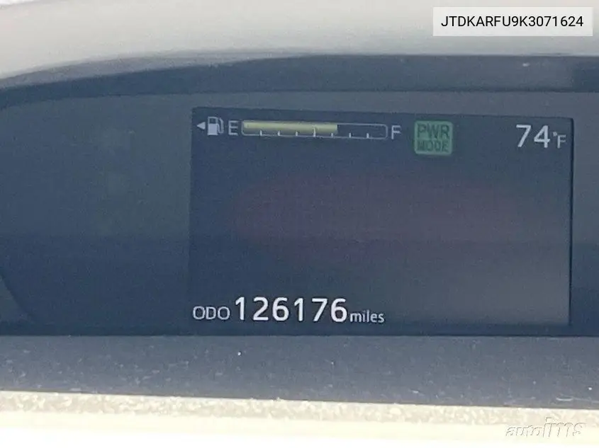 2019 Toyota Prius VIN: JTDKARFU9K3071624 Lot: 42273215