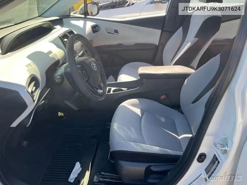 2019 Toyota Prius VIN: JTDKARFU9K3071624 Lot: 42273215