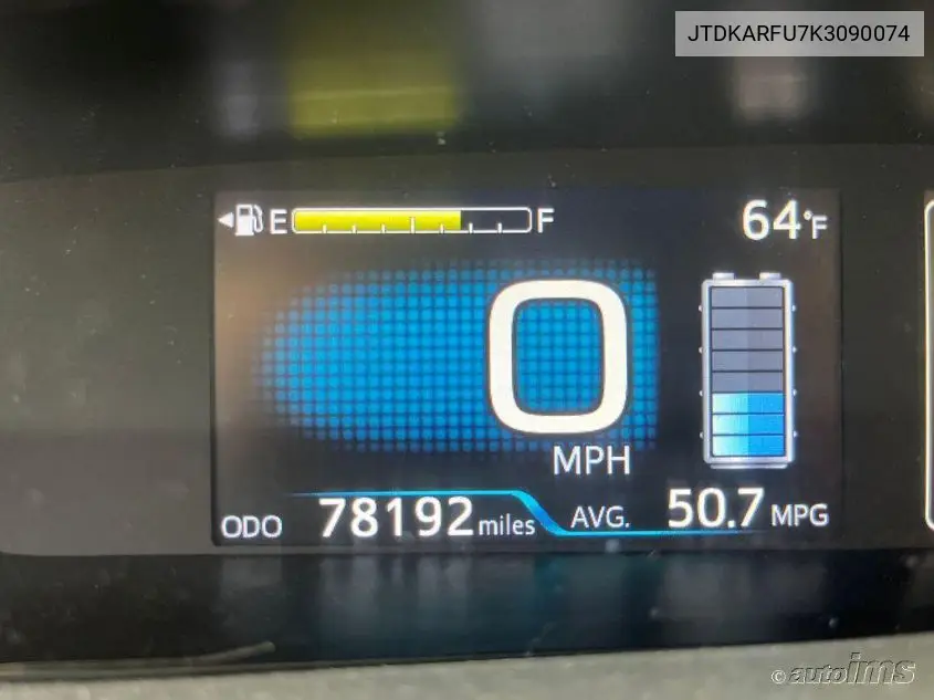 2019 Toyota Prius VIN: JTDKARFU7K3090074 Lot: 42273216