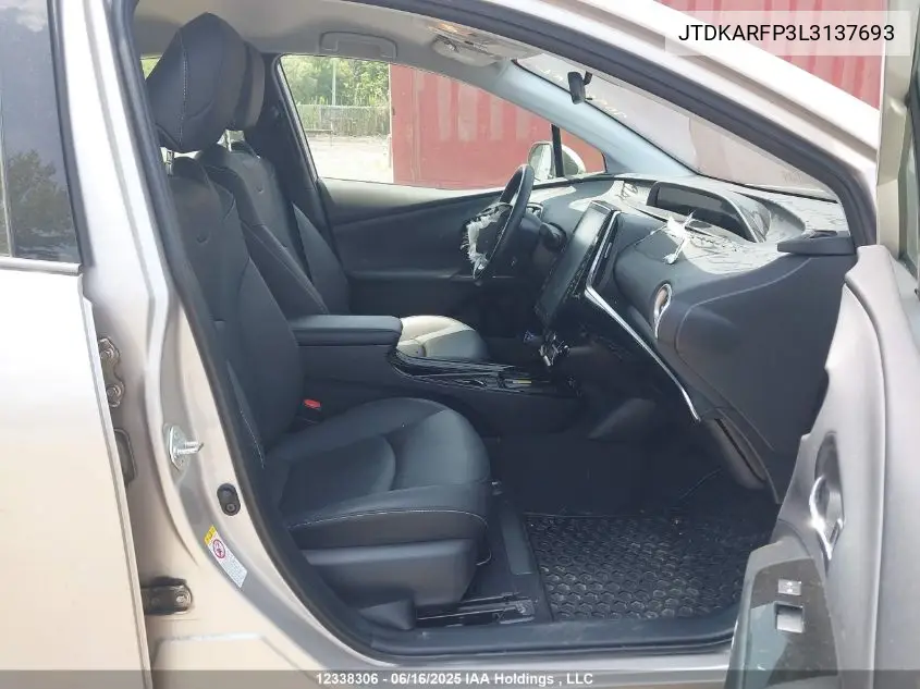 2020 Toyota Prius Prime Upgrade VIN: JTDKARFP3L3137693 Lot: 12338306