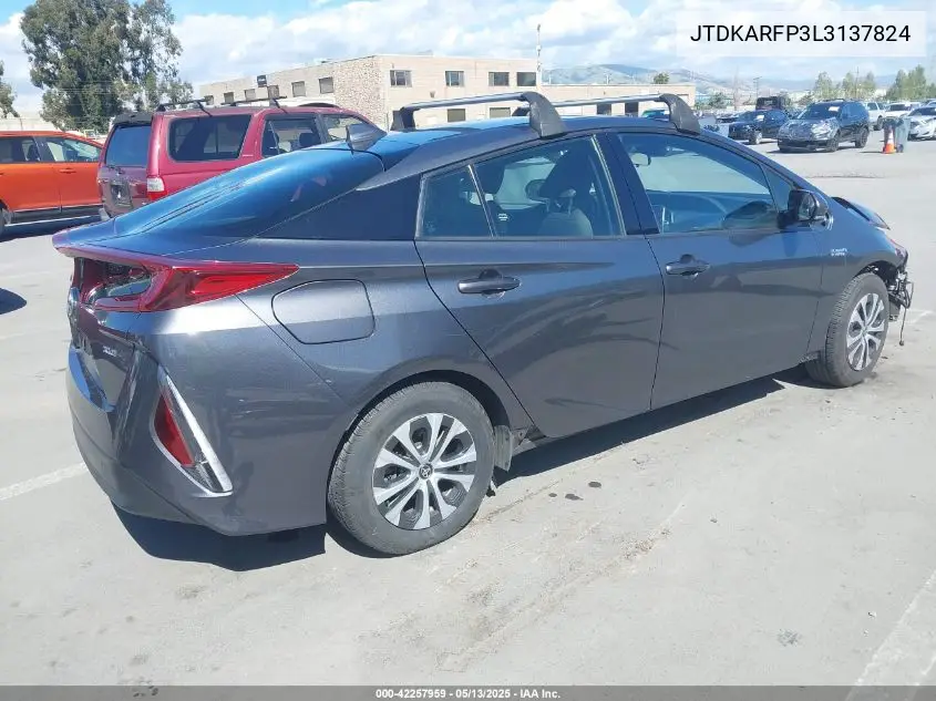 2020 Toyota Prius Prime Xle VIN: JTDKARFP3L3137824 Lot: 42257959