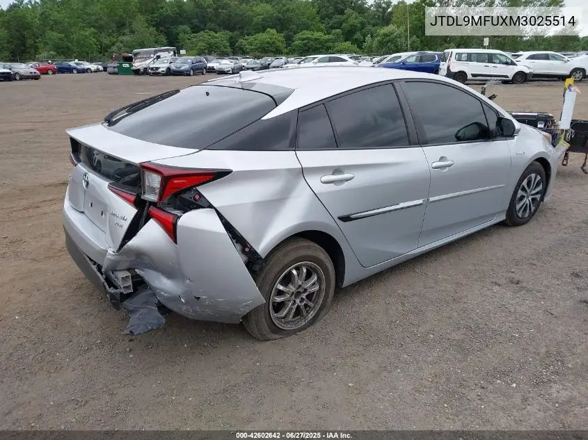 2021 Toyota Prius Xle Awd-E VIN: JTDL9MFUXM3025514 Lot: 42602642