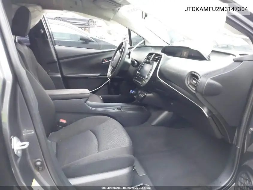 2021 Toyota Prius Le VIN: JTDKAMFU2M3147304 Lot: 42626298