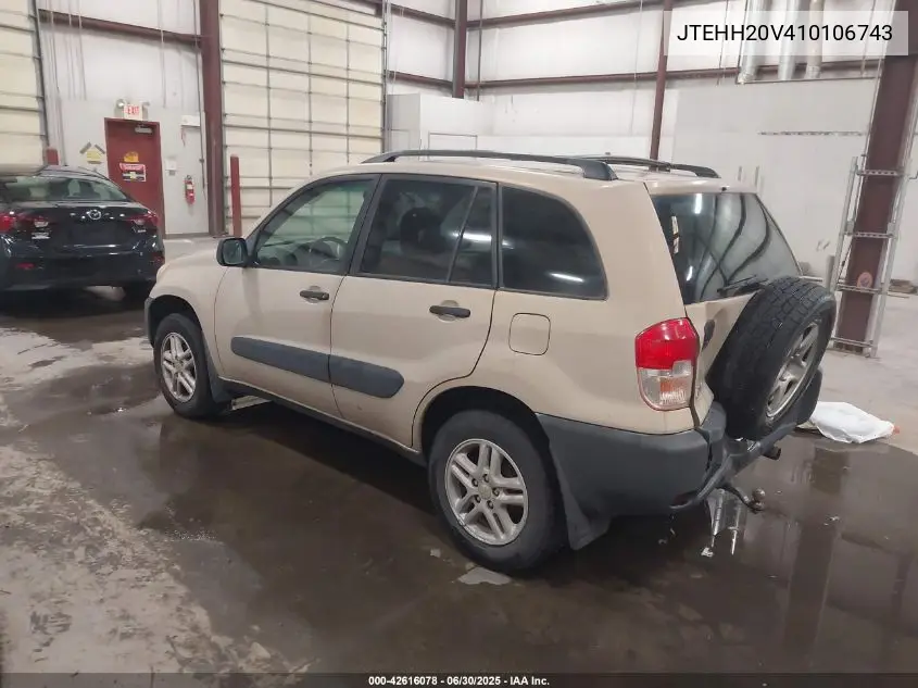 2001 Toyota Rav4 VIN: JTEHH20V410106743 Lot: 42616078