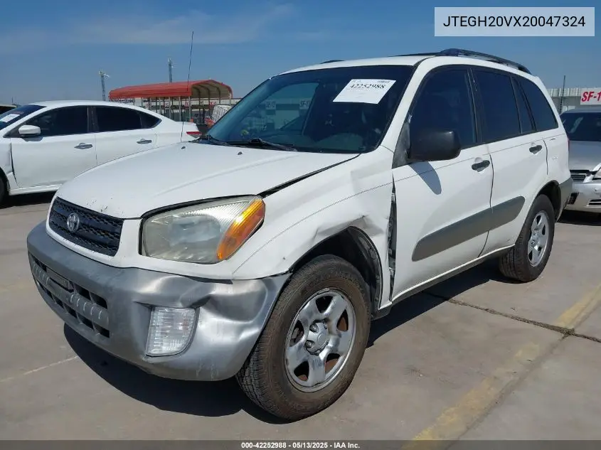 2002 Toyota Rav4 VIN: JTEGH20VX20047324 Lot: 42252988