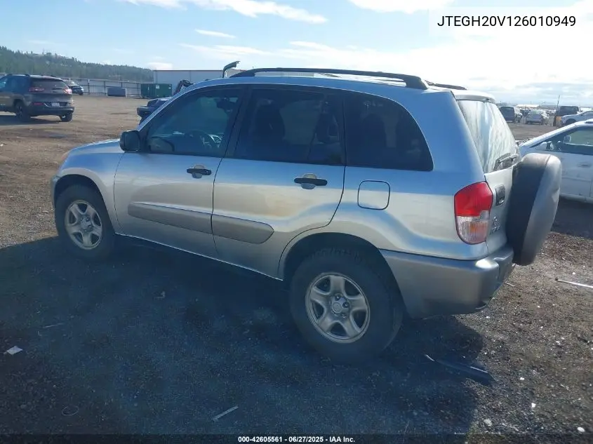 2002 Toyota Rav4 VIN: JTEGH20V126010949 Lot: 42605561