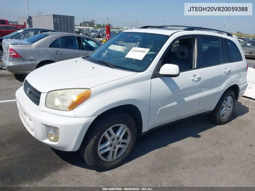 2002 Toyota Rav4 VIN: JTEGH20V820059388 Lot: 42607898