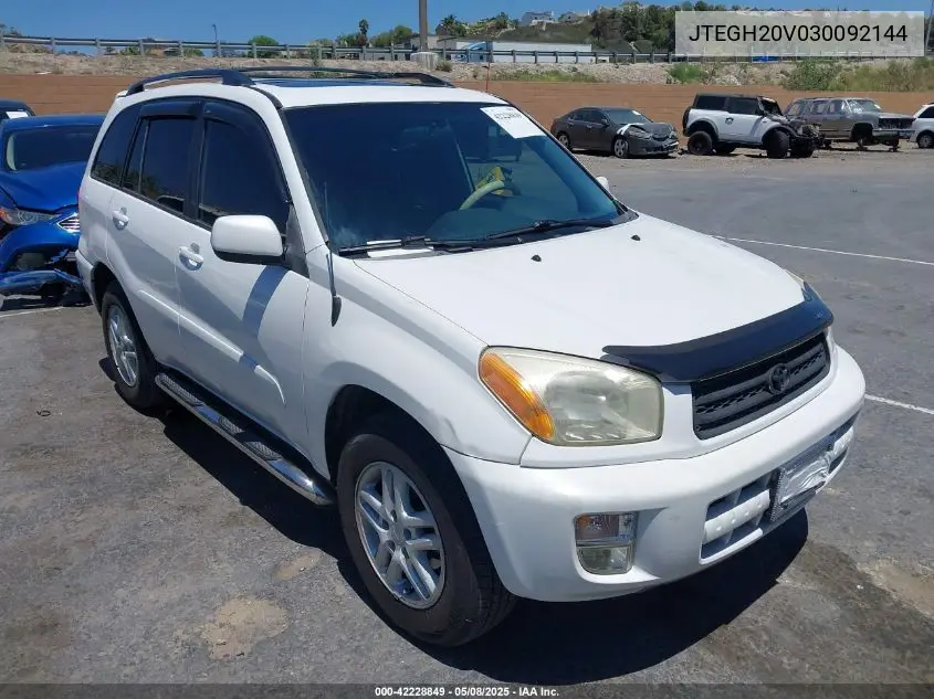 2003 Toyota Rav4 VIN: JTEGH20V030092144 Lot: 42228849