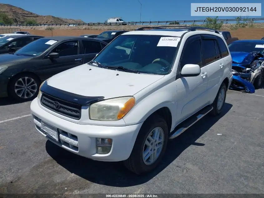 2003 Toyota Rav4 VIN: JTEGH20V030092144 Lot: 42228849