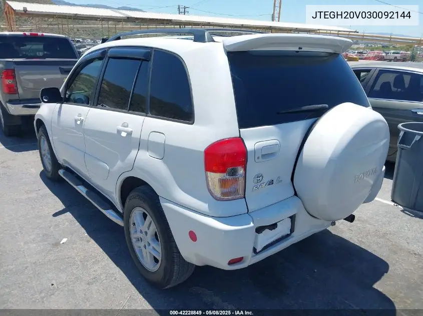 2003 Toyota Rav4 VIN: JTEGH20V030092144 Lot: 42228849