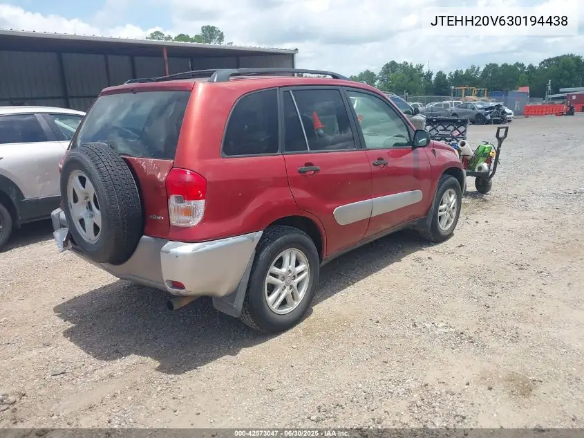 2003 Toyota Rav4 VIN: JTEHH20V630194438 Lot: 42573047
