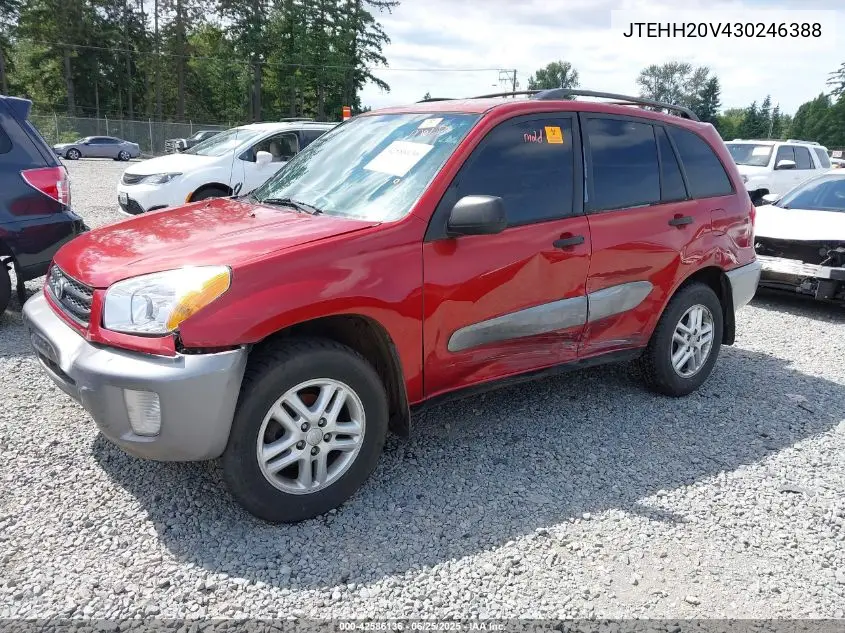 2003 Toyota Rav4 VIN: JTEHH20V430246388 Lot: 42586136