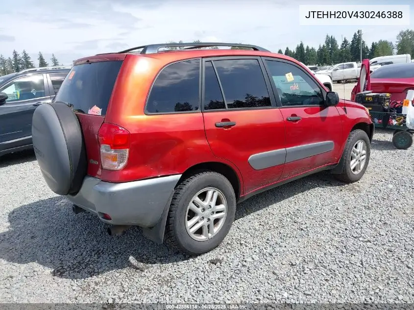 2003 Toyota Rav4 VIN: JTEHH20V430246388 Lot: 42586136