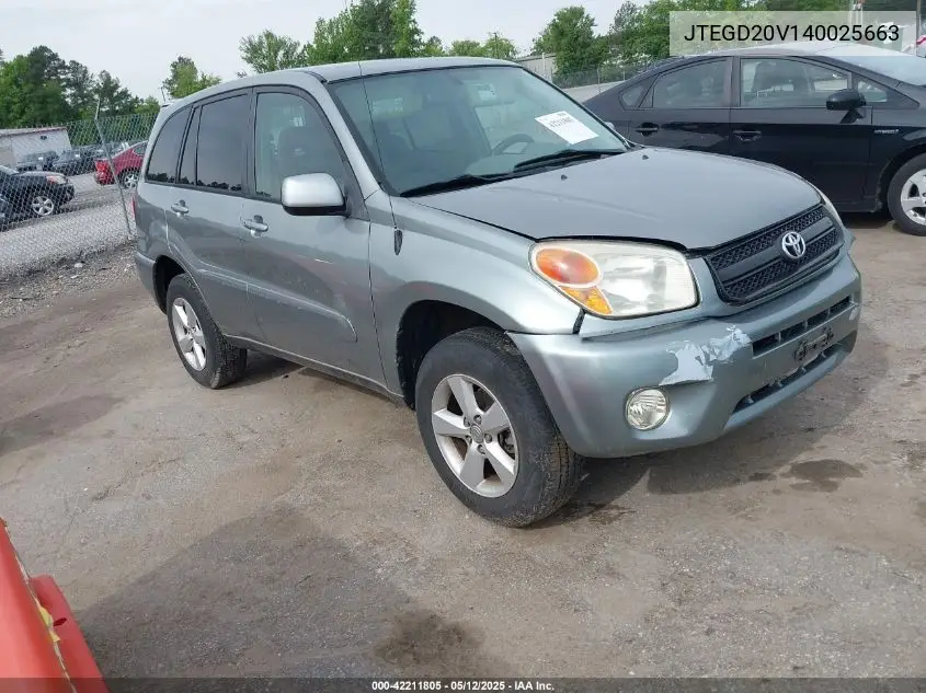 2004 Toyota Rav4 VIN: JTEGD20V140025663 Lot: 42211805