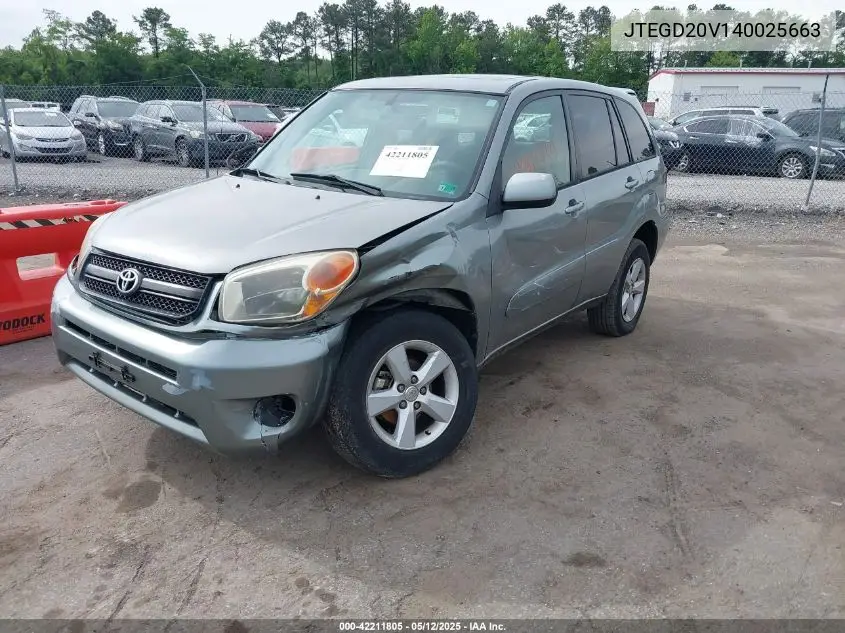 2004 Toyota Rav4 VIN: JTEGD20V140025663 Lot: 42211805