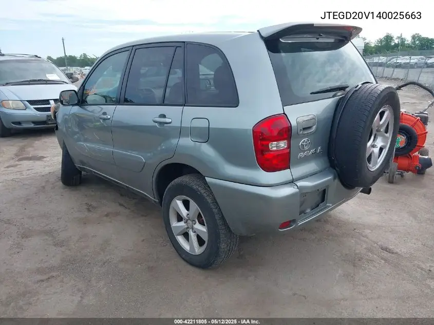 2004 Toyota Rav4 VIN: JTEGD20V140025663 Lot: 42211805