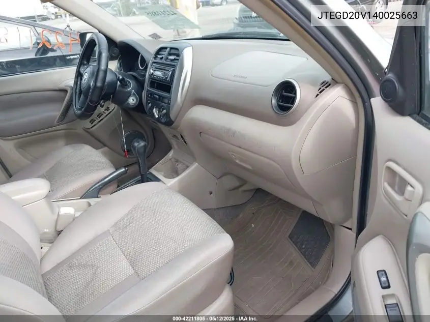 2004 Toyota Rav4 VIN: JTEGD20V140025663 Lot: 42211805
