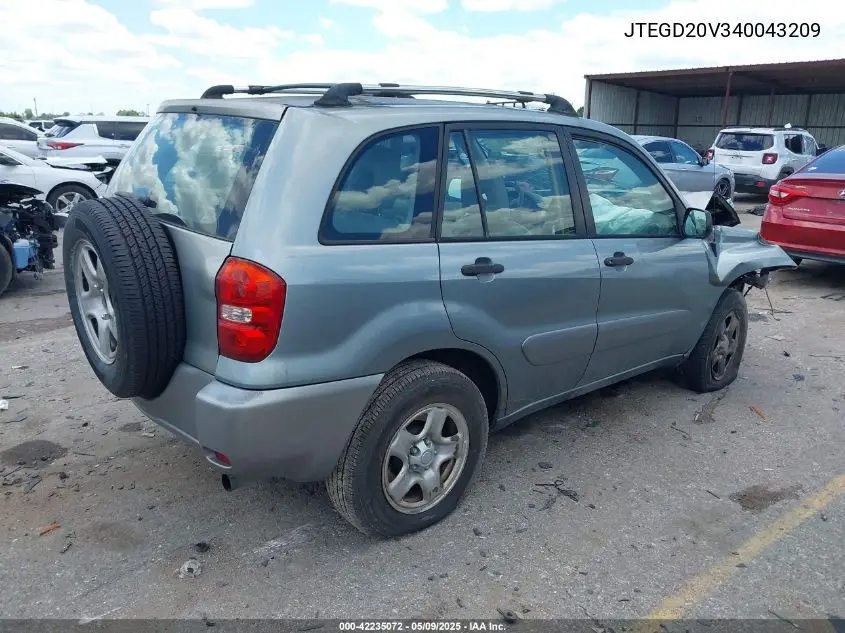 2004 Toyota Rav4 VIN: JTEGD20V340043209 Lot: 42235072