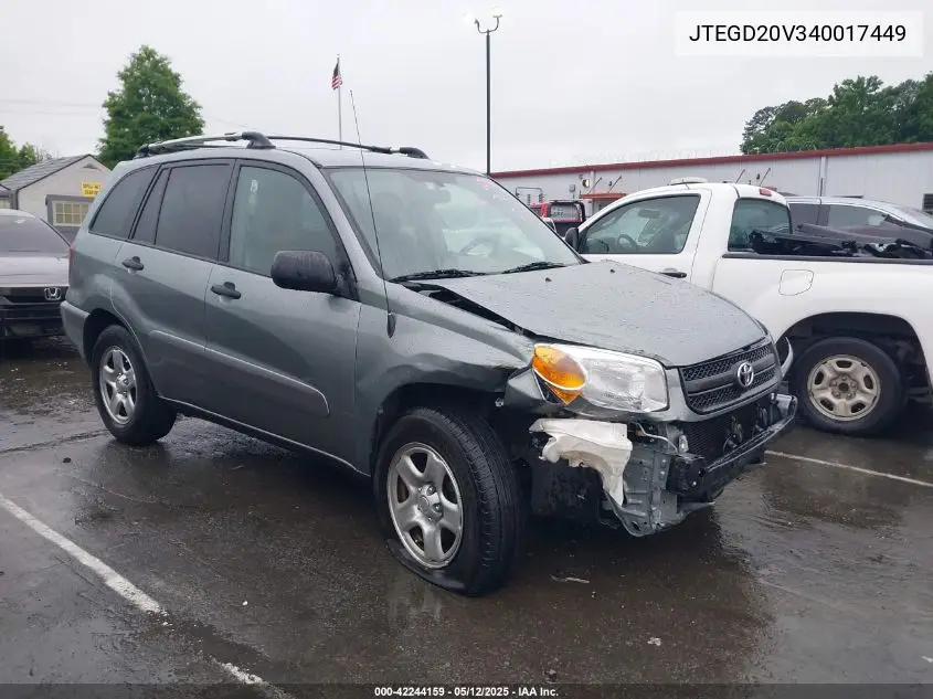 2004 Toyota Rav4 VIN: JTEGD20V340017449 Lot: 42244159
