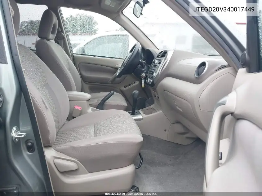 2004 Toyota Rav4 VIN: JTEGD20V340017449 Lot: 42244159