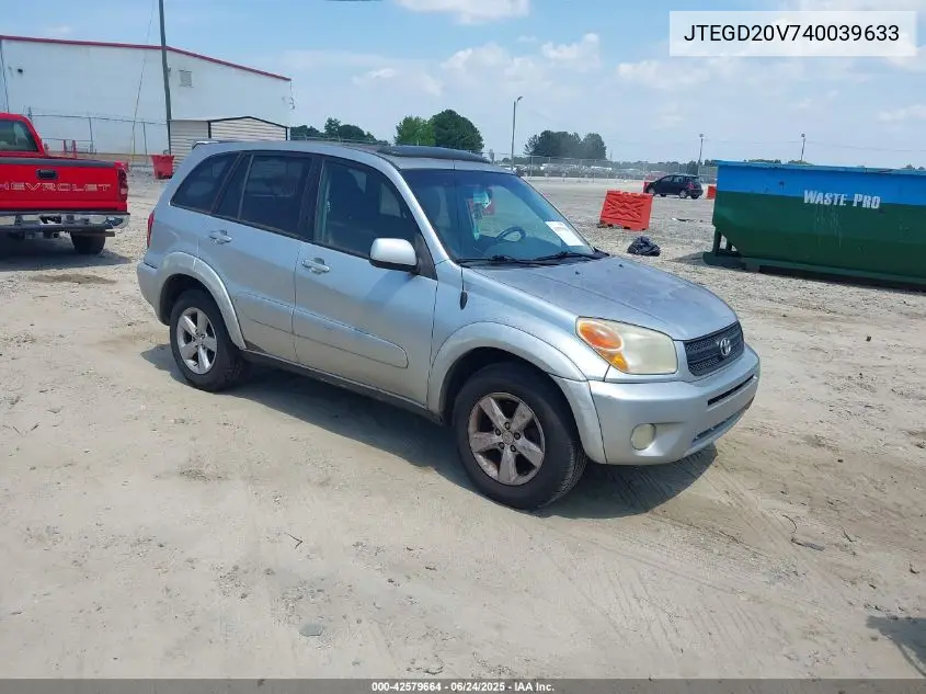 2004 Toyota Rav4 VIN: JTEGD20V740039633 Lot: 42579664