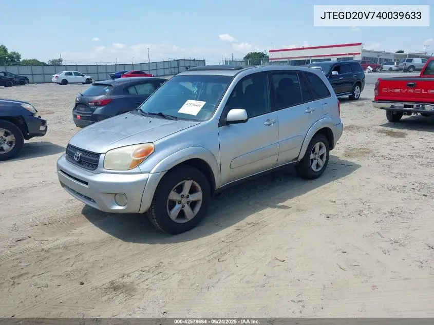 2004 Toyota Rav4 VIN: JTEGD20V740039633 Lot: 42579664
