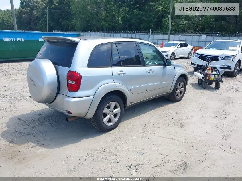 2004 Toyota Rav4 VIN: JTEGD20V740039633 Lot: 42579664