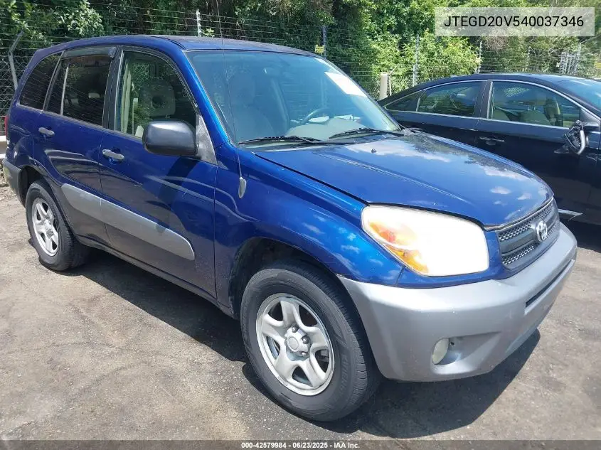 2004 Toyota Rav4 VIN: JTEGD20V540037346 Lot: 42579984