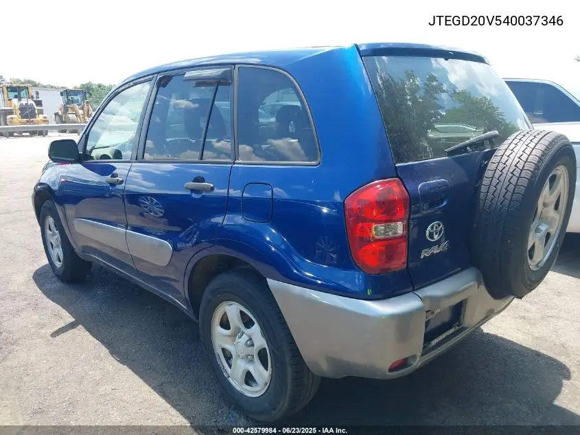 2004 Toyota Rav4 VIN: JTEGD20V540037346 Lot: 42579984