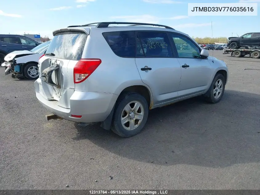 2007 Toyota Rav4 VIN: JTMBD33V776035616 Lot: 12313764X