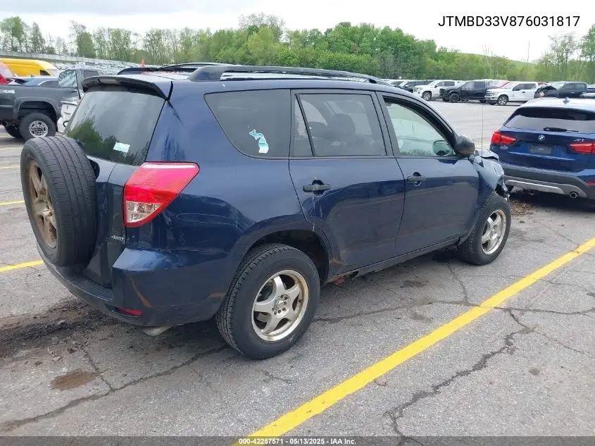 2007 Toyota Rav4 VIN: JTMBD33V876031817 Lot: 42257571