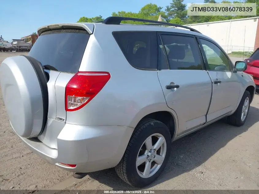 2008 Toyota Rav4 VIN: JTMBD33V086078339 Lot: 42263025