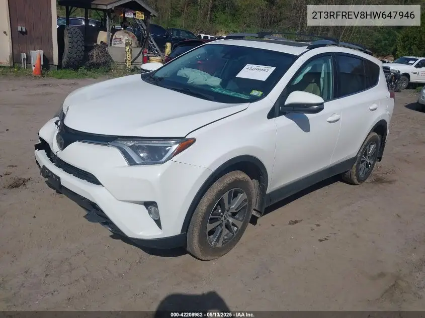 2017 Toyota Rav4 Xle VIN: 2T3RFREV8HW647946 Lot: 42208982