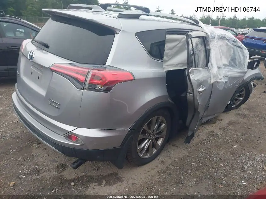 2017 Toyota Rav4 Hybrid Limited VIN: JTMDJREV1HD106744 Lot: 42550378