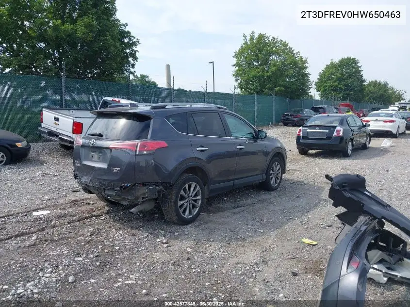 2017 Toyota Rav4 Limited VIN: 2T3DFREV0HW650463 Lot: 42577845
