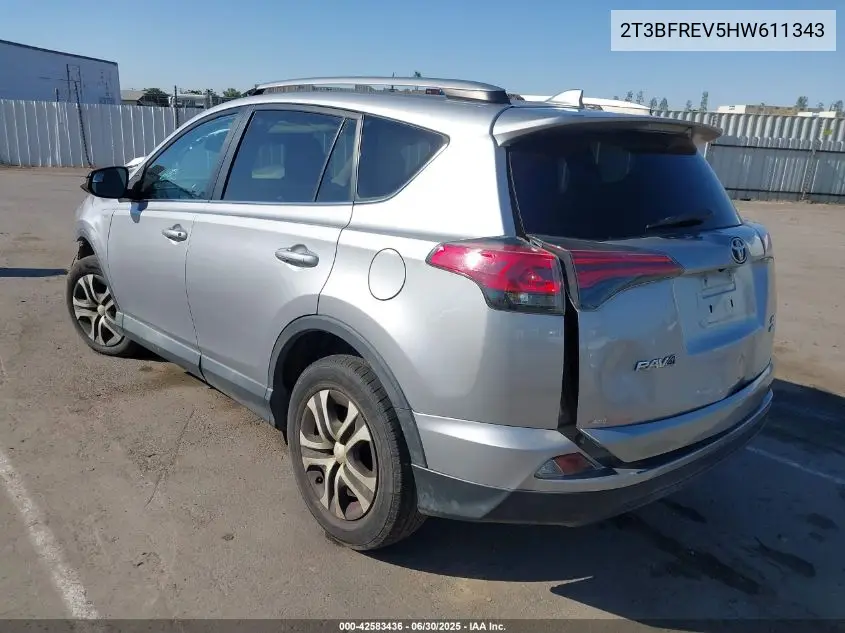 2017 Toyota Rav4 Le VIN: 2T3BFREV5HW611343 Lot: 42583436
