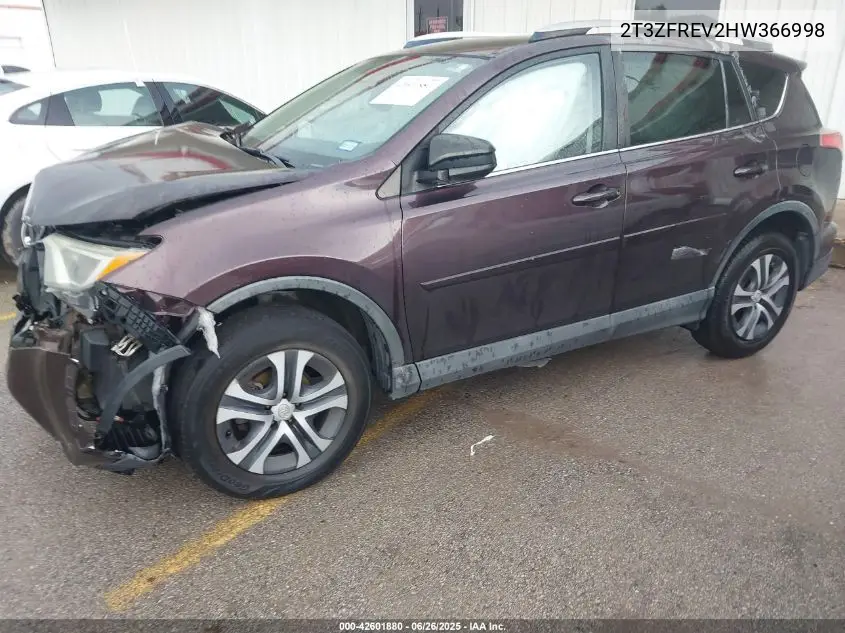 2017 Toyota Rav4 Le VIN: 2T3ZFREV2HW366998 Lot: 42601880