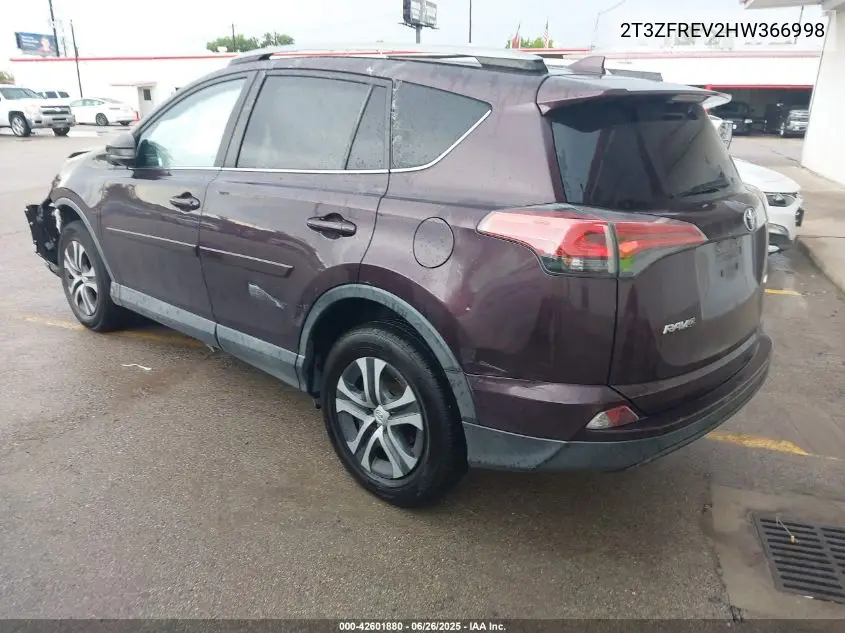 2017 Toyota Rav4 Le VIN: 2T3ZFREV2HW366998 Lot: 42601880