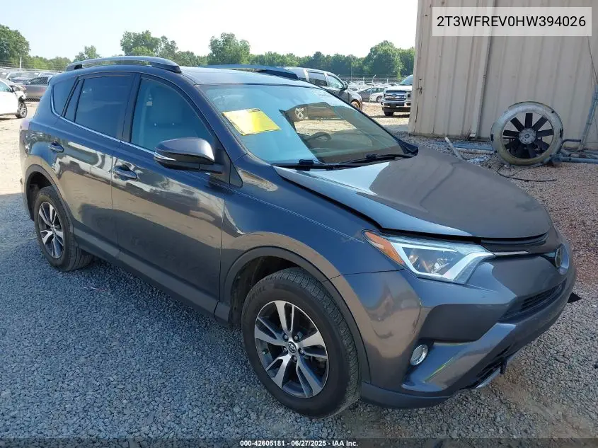 2017 Toyota Rav4 Xle VIN: 2T3WFREV0HW394026 Lot: 42605181