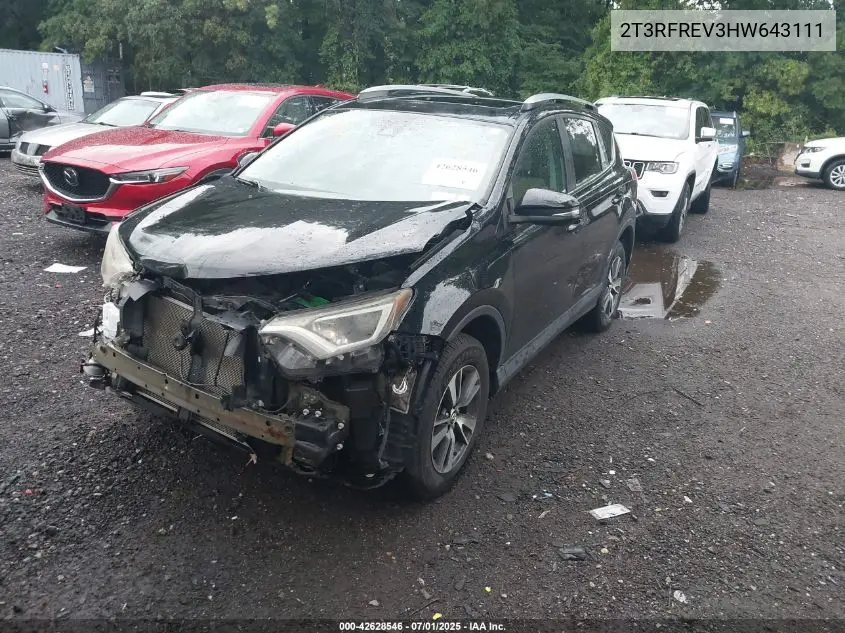 2017 Toyota Rav4 Xle VIN: 2T3RFREV3HW643111 Lot: 42628546
