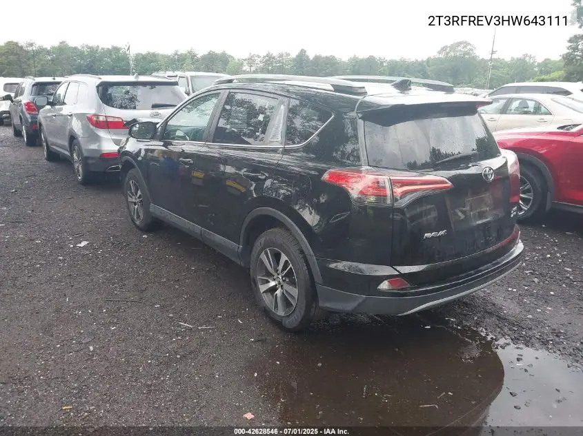 2017 Toyota Rav4 Xle VIN: 2T3RFREV3HW643111 Lot: 42628546