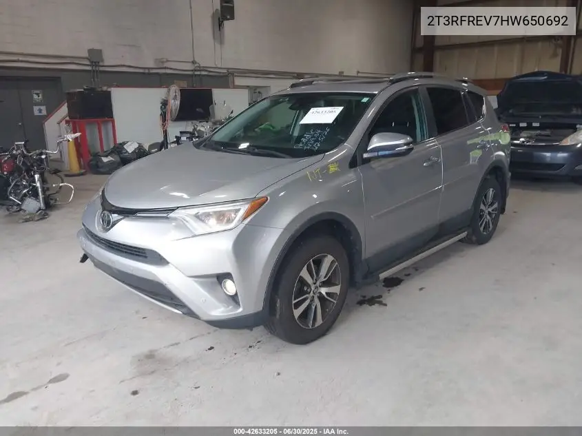 2017 Toyota Rav4 Xle VIN: 2T3RFREV7HW650692 Lot: 42633205