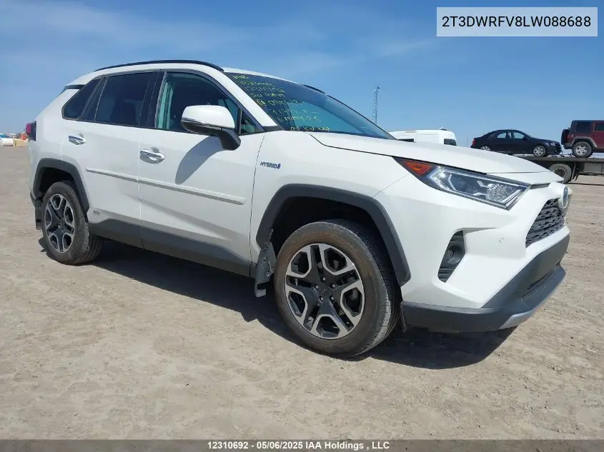 2020 Toyota Rav4 Limited VIN: 2T3DWRFV8LW088688 Lot: 12310692