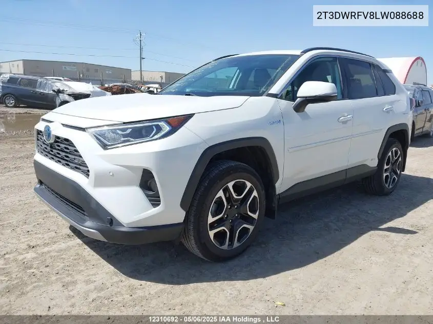 2020 Toyota Rav4 Limited VIN: 2T3DWRFV8LW088688 Lot: 12310692