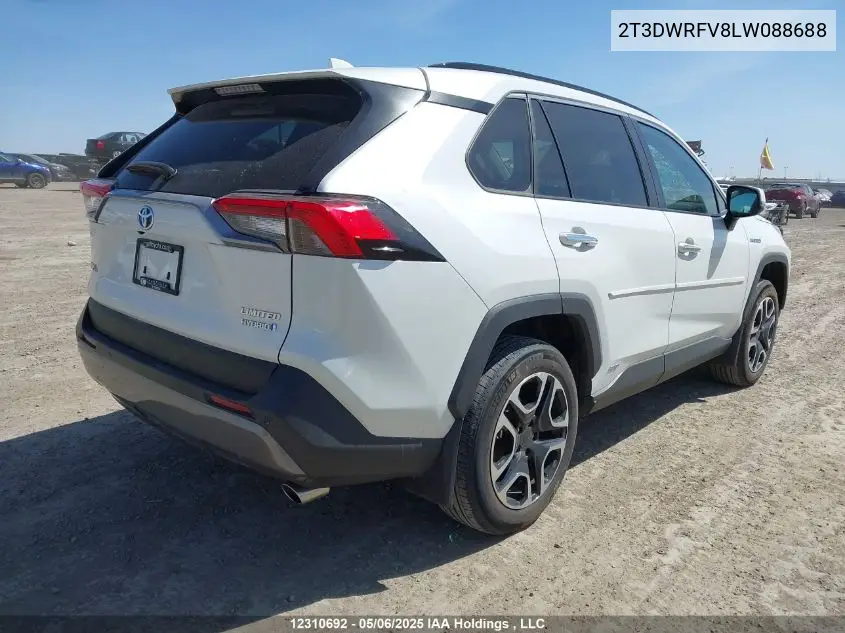 2020 Toyota Rav4 Limited VIN: 2T3DWRFV8LW088688 Lot: 12310692