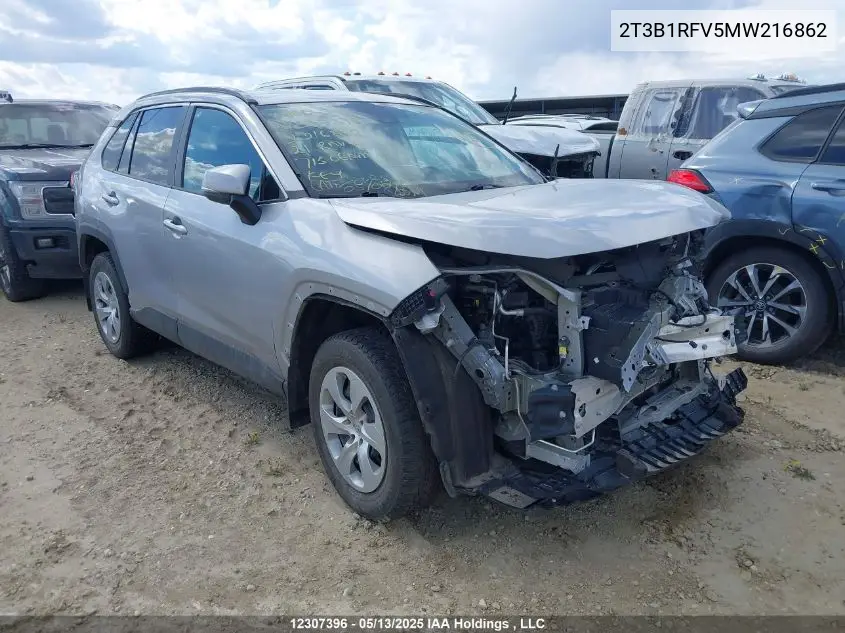 2021 Toyota Rav4 Le VIN: 2T3B1RFV5MW216862 Lot: 12307396