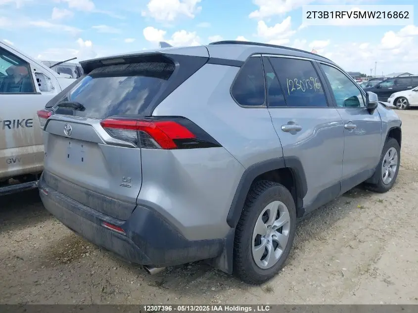 2021 Toyota Rav4 Le VIN: 2T3B1RFV5MW216862 Lot: 12307396