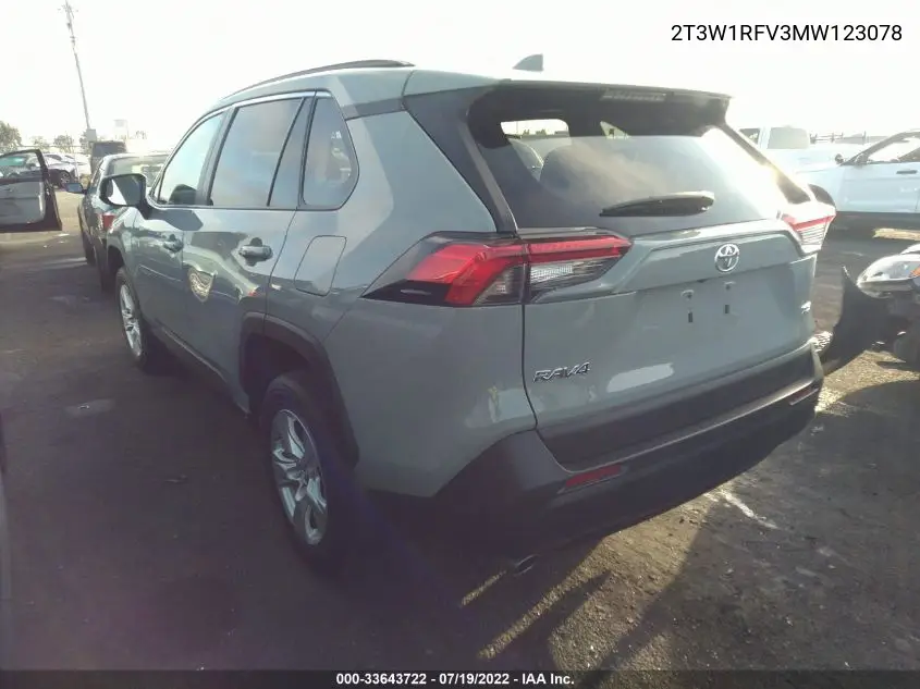 2021 Toyota Rav4 Xle VIN: 2T3W1RFV3MW123078 Lot: 33643722