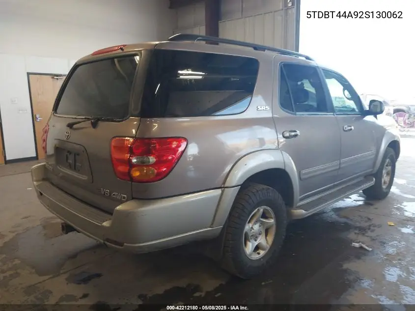 2002 Toyota Sequoia Sr5 V8 VIN: 5TDBT44A92S130062 Lot: 42212180