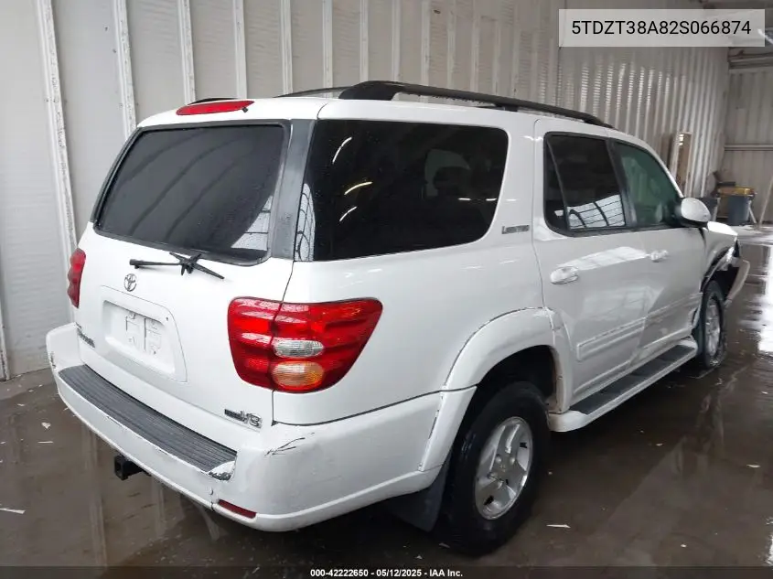 2002 Toyota Sequoia Limited V8 VIN: 5TDZT38A82S066874 Lot: 42222650